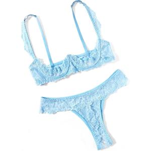 image:imageAvidlove Sexy Lingerie Set for Women Lace Bra and Panty Sets Underwire Push Up Lace Lingerie Set XSXXLLight Blue