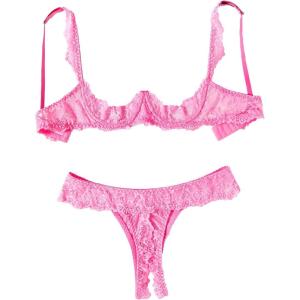 image:imageAvidlove Sexy Lingerie Set for Women Lace Bra and Panty Sets Underwire Push Up Lace Lingerie Set XSXXLPeach Pink
