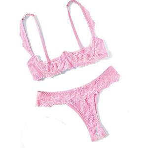 image:imageAvidlove Sexy Lingerie Set for Women Lace Bra and Panty Sets Underwire Push Up Lace Lingerie Set XSXXLPink