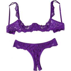 image:imageAvidlove Sexy Lingerie Set for Women Lace Bra and Panty Sets Underwire Push Up Lace Lingerie Set XSXXLPurple