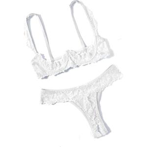 image:imageAvidlove Sexy Lingerie Set for Women Lace Bra and Panty Sets Underwire Push Up Lace Lingerie Set XSXXLWhite