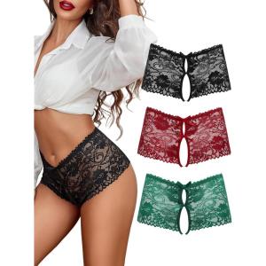 image:imageAvidlove Sexy Panties for Women Lace Underwear High Waist Cheeky PantyBlackgreendark Red