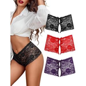 image:imageAvidlove Sexy Panties for Women Lace Underwear High Waist Cheeky PantyBlackredpurple