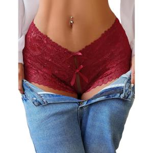 image:imageAvidlove Sexy Panties for Women Lace Underwear High Waist Cheeky PantyDark Red