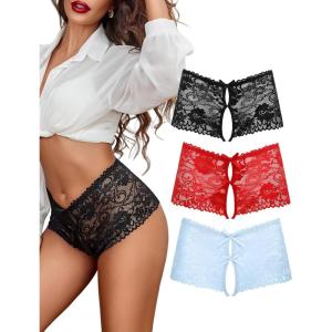 image:imageAvidlove Sexy Panties for Women Lace Underwear High Waist Cheeky PantyRedblueblack