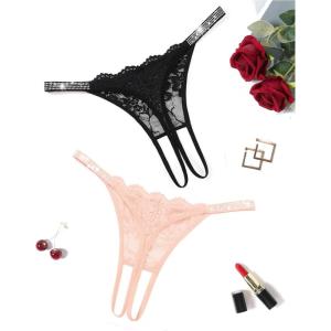 image:imageAvidlove Sexy Thongs for Women Floral Lace Briefs Rhinestones Strap Panties Hollow Out GString Tback Underwear 14 PackBlackpink