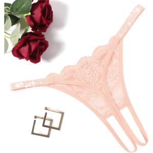 image:imageAvidlove Sexy Thongs for Women Floral Lace Briefs Rhinestones Strap Panties Hollow Out GString Tback Underwear 14 PackPink