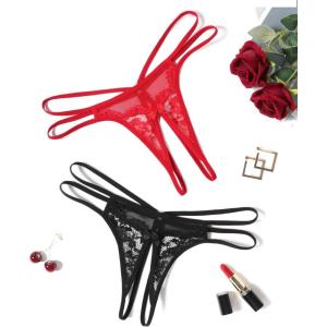 image:imageAvidlove Women Lace Panties Floral Lace Briefs Mesh Hollow Out GString Thongs Tback Underwear 14 PackBlackRed