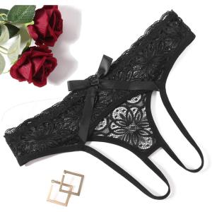 image:imageAvidlove Women Lace Panties Hollow Out Rear Bowknot Underwear Ruffle Cheeky Briefs 13 PackBlack