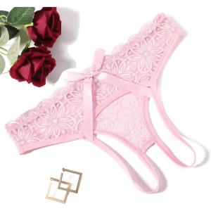 image:imageAvidlove Women Lace Panties Hollow Out Rear Bowknot Underwear Ruffle Cheeky Briefs 13 PackPink