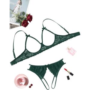 image:imageAvidlove Womens Exotic Lingerie Sets Naughty 2 Pieces Bra Panty Set Sexy Cutout Lace LingerieGreen