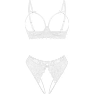 image:imageAvidlove Womens Exotic Lingerie Sets Naughty 2 Pieces Bra Panty Set Sexy Cutout Lace LingerieWhite