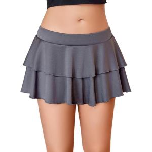 image:imageAvidlove Womens Pleated Mini Skirt Solid Ruffle Lingerie Skirts Layered Y2K Plaid Outfit for Schoolgirl Role Play XS4XLDark Grey