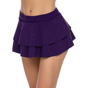image:imageAvidlove Womens Pleated Mini Skirt Solid Ruffle Lingerie Skirts Layered Y2K Plaid Outfit for Schoolgirl Role Play XS4XLDark Purple
