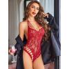 image:imageAvidlove Fishnet Bodysuit Fish net Lingerie Sexy Outfit for Women Mesh bodysuit Teddy lingerieDark Red