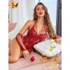 image:imageAvidlove Fishnet Bodysuit Fish net Lingerie Sexy Outfit for Women Mesh bodysuit Teddy lingerieDark Red