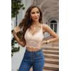 image:imageAvidlove Lace Bralette for Women V Neck Camisoles Racerback Adjustable Strap Crop TopBlack and Beige
