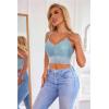 image:imageAvidlove Lace Bralette for Women V Neck Camisoles Racerback Adjustable Strap Crop TopLight Blue