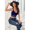 image:imageAvidlove Lace Bralette for Women V Neck Camisoles Racerback Adjustable Strap Crop TopNavy Blue