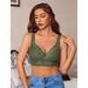 image:imageAvidlove Lace Bralettes Women V Neck Wireless Bras Unlined Basic Cami Sexy Comfy Everyday Wirefree Lingerie UnpaddedGreen