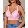 image:imageAvidlove Lace Bralettes Women V Neck Wireless Bras Unlined Basic Cami Sexy Comfy Everyday Wirefree Lingerie UnpaddedPink