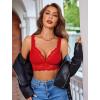 image:imageAvidlove Lace Bralettes Women V Neck Wireless Bras Unlined Basic Cami Sexy Comfy Everyday Wirefree Lingerie UnpaddedRed