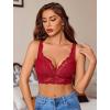 image:imageAvidlove Lace Bralettes Women V Neck Wireless Bras Unlined Basic Cami Sexy Comfy Everyday Wirefree Lingerie UnpaddedWine Red