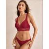image:imageAvidlove Lace Bralettes Women V Neck Wireless Bras Unlined Basic Cami Sexy Comfy Everyday Wirefree Lingerie UnpaddedWine Red