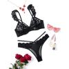 image:imageAvidlove Lace Scallop Lingerie Set for Women Wireless Strappy Ruffle Bra and Panty SetsBlack