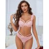 image:imageAvidlove Lace Scallop Lingerie Set for Women Wireless Strappy Ruffle Bra and Panty SetsPink