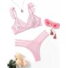 image:imageAvidlove Lace Scallop Lingerie Set for Women Wireless Strappy Ruffle Bra and Panty SetsPink