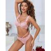 image:imageAvidlove Lace Scallop Lingerie Set for Women Wireless Strappy Ruffle Bra and Panty SetsPink