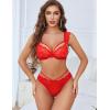 image:imageAvidlove Lace Scallop Lingerie Set for Women Wireless Strappy Ruffle Bra and Panty SetsRed