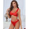 image:imageAvidlove Lace Scallop Lingerie Set for Women Wireless Strappy Ruffle Bra and Panty SetsRed