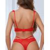 image:imageAvidlove Lace Scallop Lingerie Set for Women Wireless Strappy Ruffle Bra and Panty SetsRed