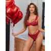 image:imageAvidlove Lace Scallop Lingerie Set for Women Wireless Strappy Ruffle Bra and Panty SetsWine Red