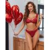 image:imageAvidlove Lace Scallop Lingerie Set for Women Wireless Strappy Ruffle Bra and Panty SetsWine Red