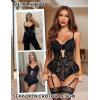 image:imageAvidlove Lingerie for Women Mesh Lace Bodysuit Sexy Wireless Garter Lingerie Set Teddy LingerieNo StockingsBlack