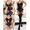 image:imageAvidlove Lingerie for Women Mesh Lace Bodysuit Sexy Wireless Garter Lingerie Set Teddy LingerieNo StockingsBlack