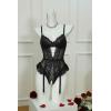 image:imageAvidlove Lingerie for Women Mesh Lace Bodysuit Sexy Wireless Garter Lingerie Set Teddy LingerieNo StockingsBlack