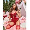 image:imageAvidlove Lingerie for Women Mesh Lace Bodysuit Sexy Wireless Garter Lingerie Set Teddy LingerieNo StockingsBurgundy