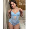 image:imageAvidlove Lingerie for Women Mesh Lace Bodysuit Sexy Wireless Garter Lingerie Set Teddy LingerieNo StockingsLight Blue