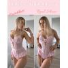 image:imageAvidlove Lingerie for Women Mesh Lace Bodysuit Sexy Wireless Garter Lingerie Set Teddy LingerieNo StockingsPink