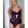 image:imageAvidlove Lingerie for Women Mesh Lace Bodysuit Sexy Wireless Garter Lingerie Set Teddy LingerieNo StockingsPurple