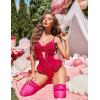 image:imageAvidlove Lingerie for Women Mesh Lace Bodysuit Sexy Wireless Garter Lingerie Set Teddy LingerieNo StockingsRose Red