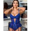 image:imageAvidlove Lingerie for Women Mesh Lace Bodysuit Sexy Wireless Garter Lingerie Set Teddy LingerieNo StockingsRoyal Blue