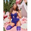 image:imageAvidlove Lingerie for Women Mesh Lace Bodysuit Sexy Wireless Garter Lingerie Set Teddy LingerieNo StockingsRoyal Blue