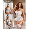 image:imageAvidlove Lingerie for Women Mesh Lace Bodysuit Sexy Wireless Garter Lingerie Set Teddy LingerieNo StockingsWhite