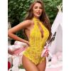image:imageAvidlove Lingerie for Women Sexy Lace Bodysuit Deep V Teddy One Piece Babydoll Nightgown XSXXLYellowwith Snap Crotch