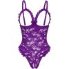 image:imageAvidlove One Piece Lingerie Sexy Teddy Ruffle V Neck Bodysuit Lace NightiePurple